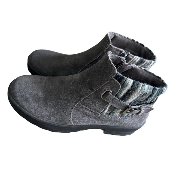 Earth Origins Tate Suede Grey Ankle Boots w/ Knit Cuff, Cushioning, & Block Heel - Picture 3 of 8